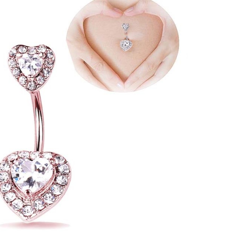 Belly Button Ring Heart Rose Gold
